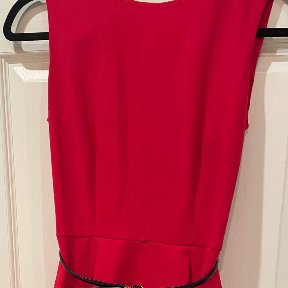 Calvin Klein Sleeveless Belted Stripe Dress